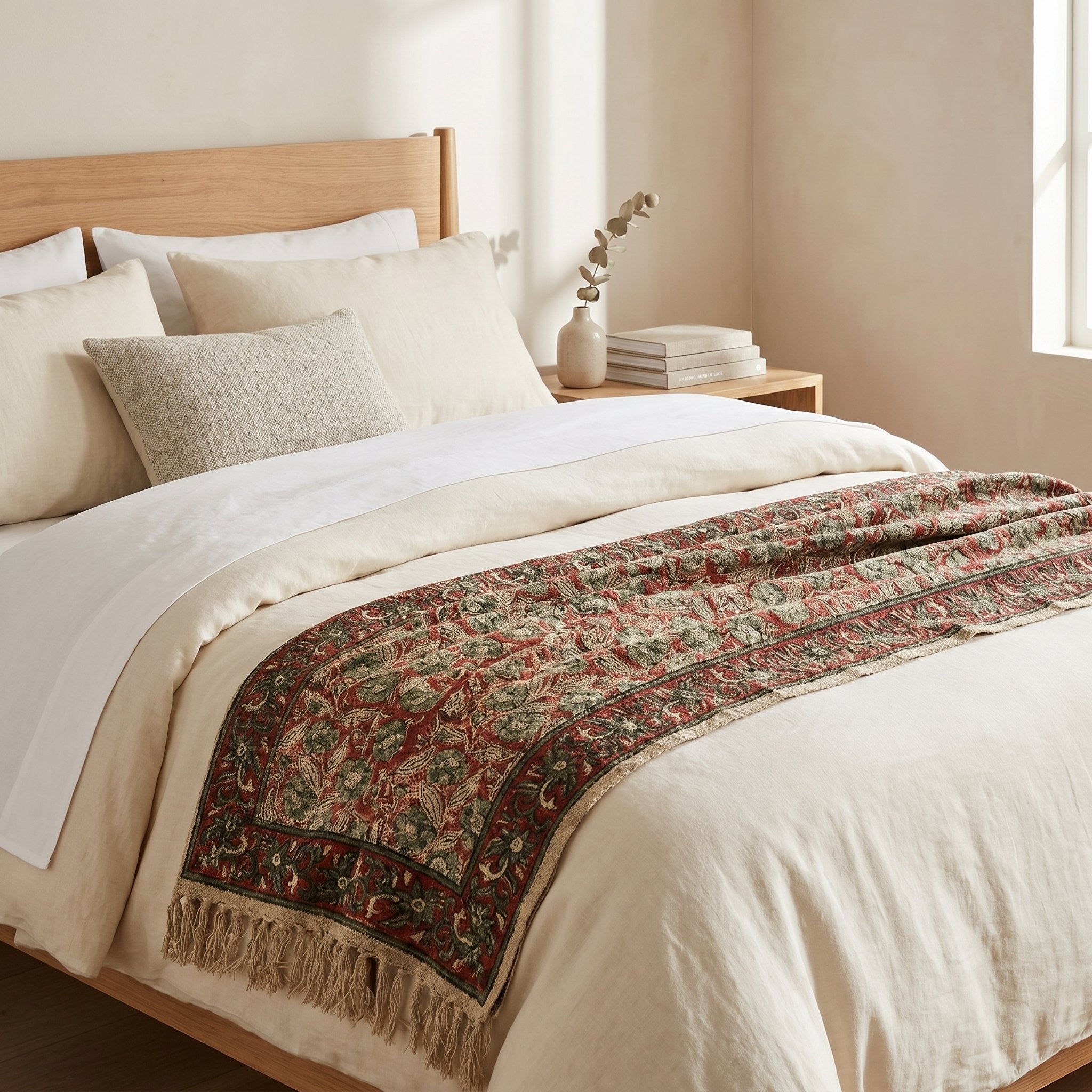 Ethereal Mist Handmade Bagru Block Print Throw