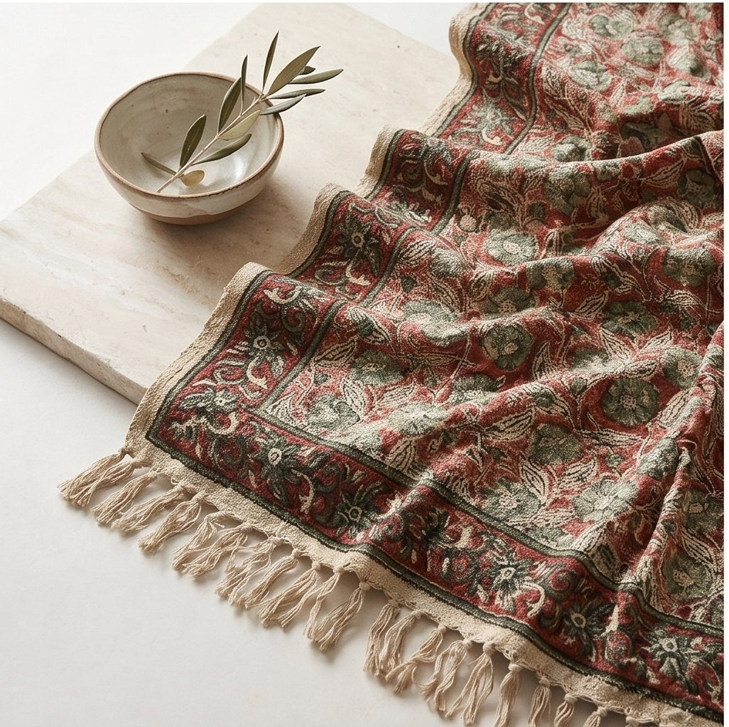 Ethereal Mist Handmade Bagru Block Print Throw