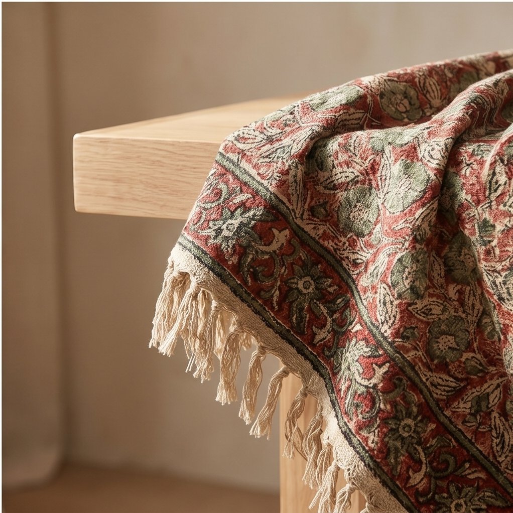 Ethereal Mist Handmade Bagru Block Print Throw