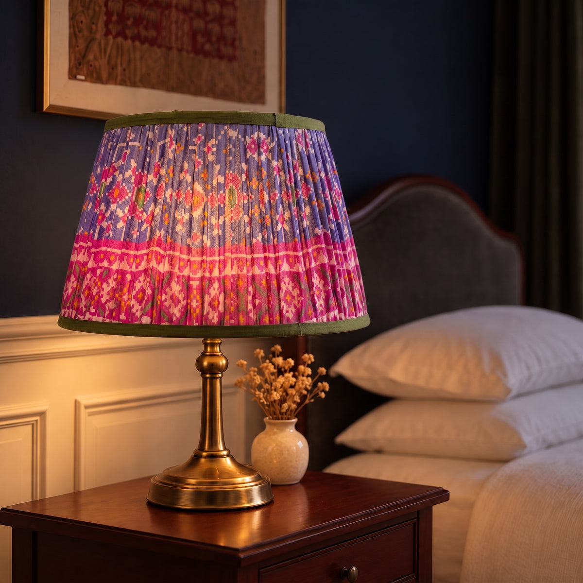Summer Meadow Luxury Handmade Pleated Cotton UNO Lampshade