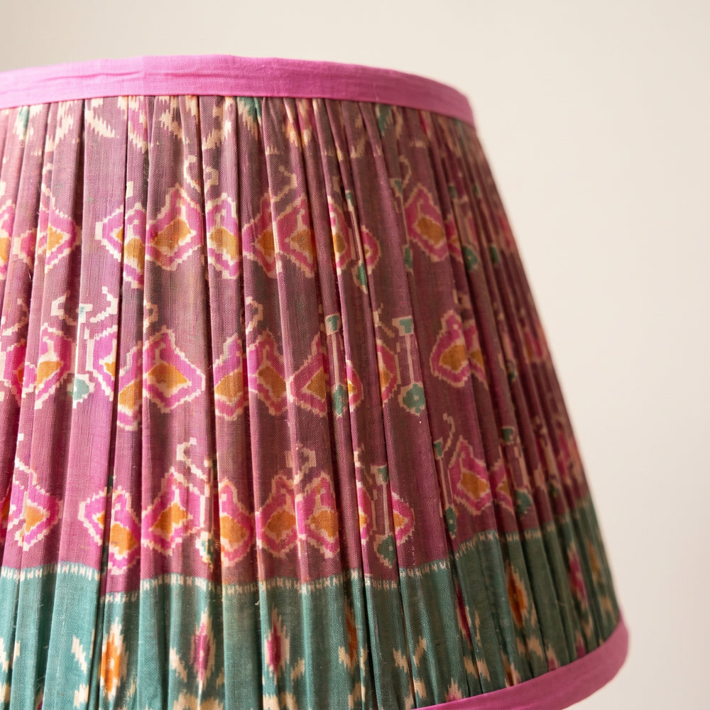 Close detail of pleated cotton lampshade fabric