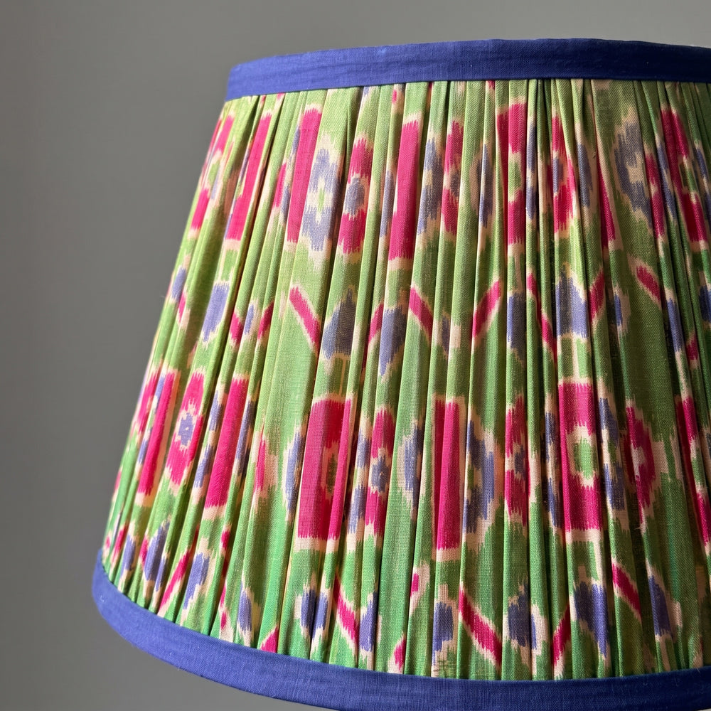 Close detail of pleated cotton lampshade fabric