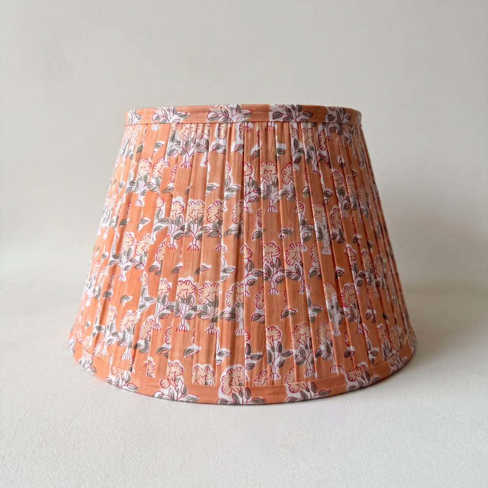 Close detail of pleated cotton lampshade fabric
