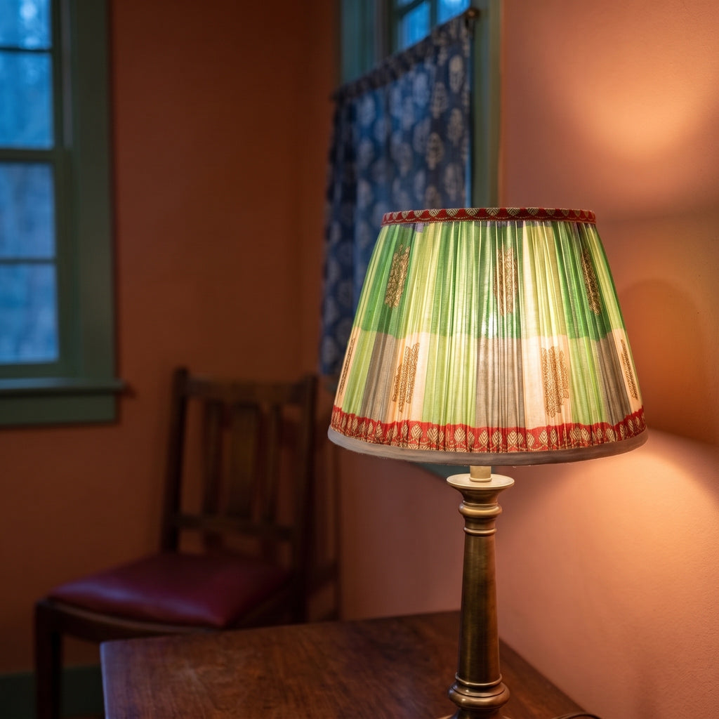 Twilight Meadow Luxury Handmade Pleated Cotton UNO Lampshade