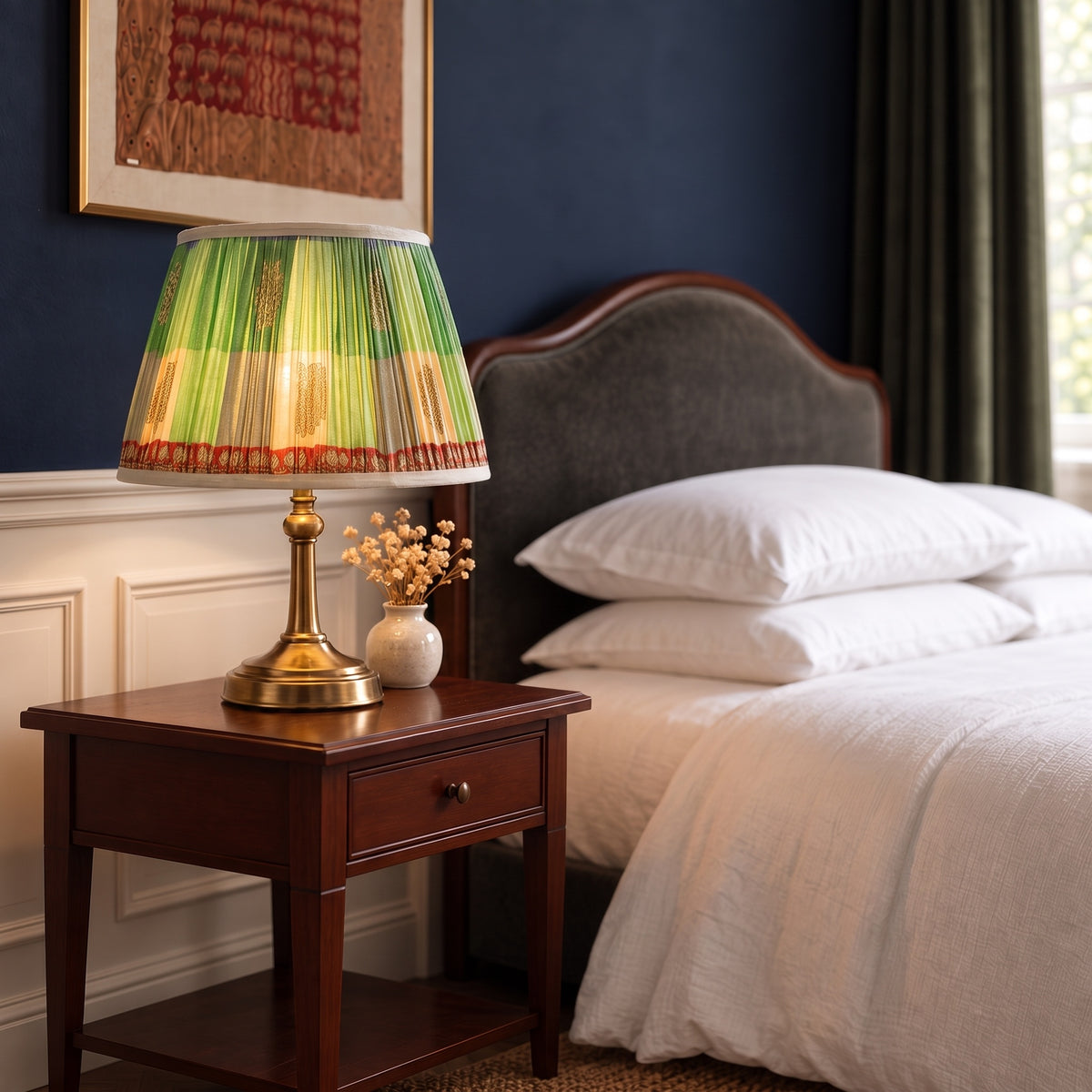 Twilight Meadow Luxury Handmade Pleated Cotton UNO Lampshade