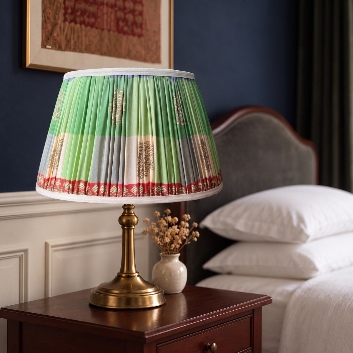 Twilight Meadow Luxury Handmade Pleated Cotton UNO Lampshade