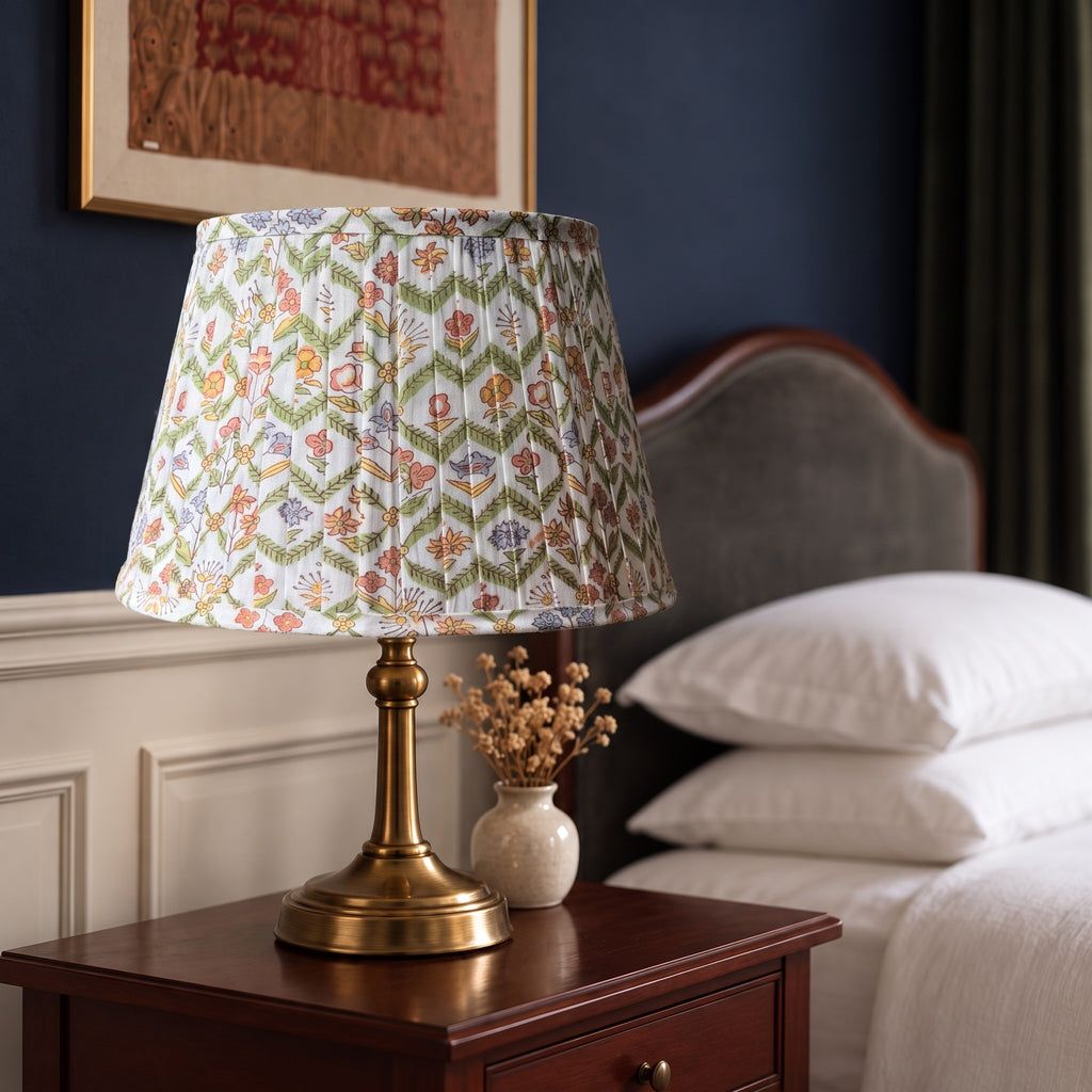 Abat-jour UNO en coton plissé fait main de luxe Evening Meadow