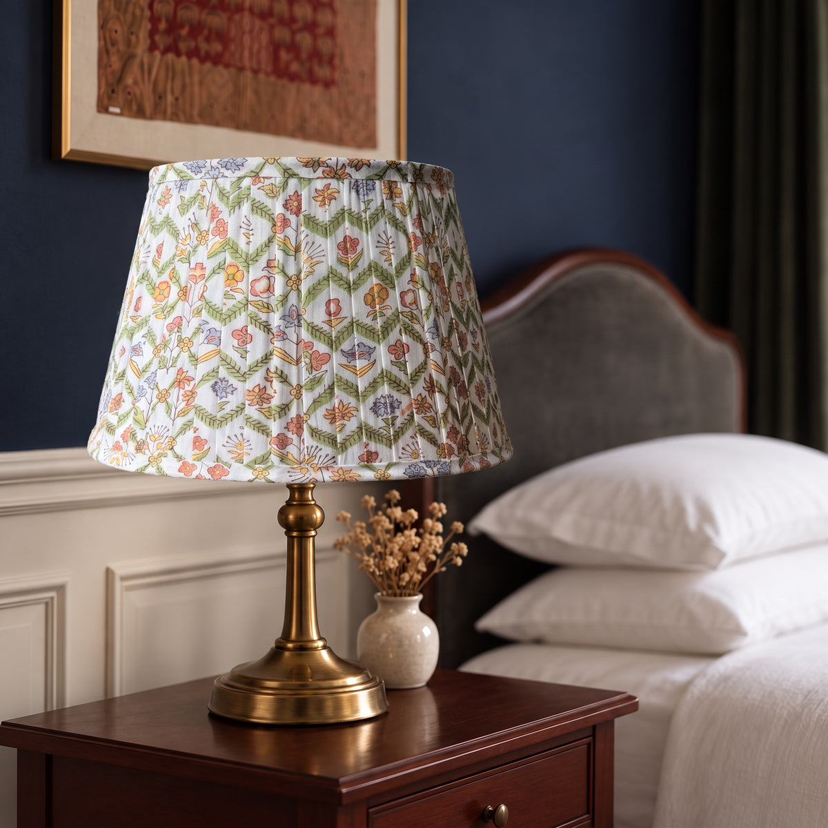 Evening Meadow Luxury Handmade Pleated Cotton UNO Lampshade