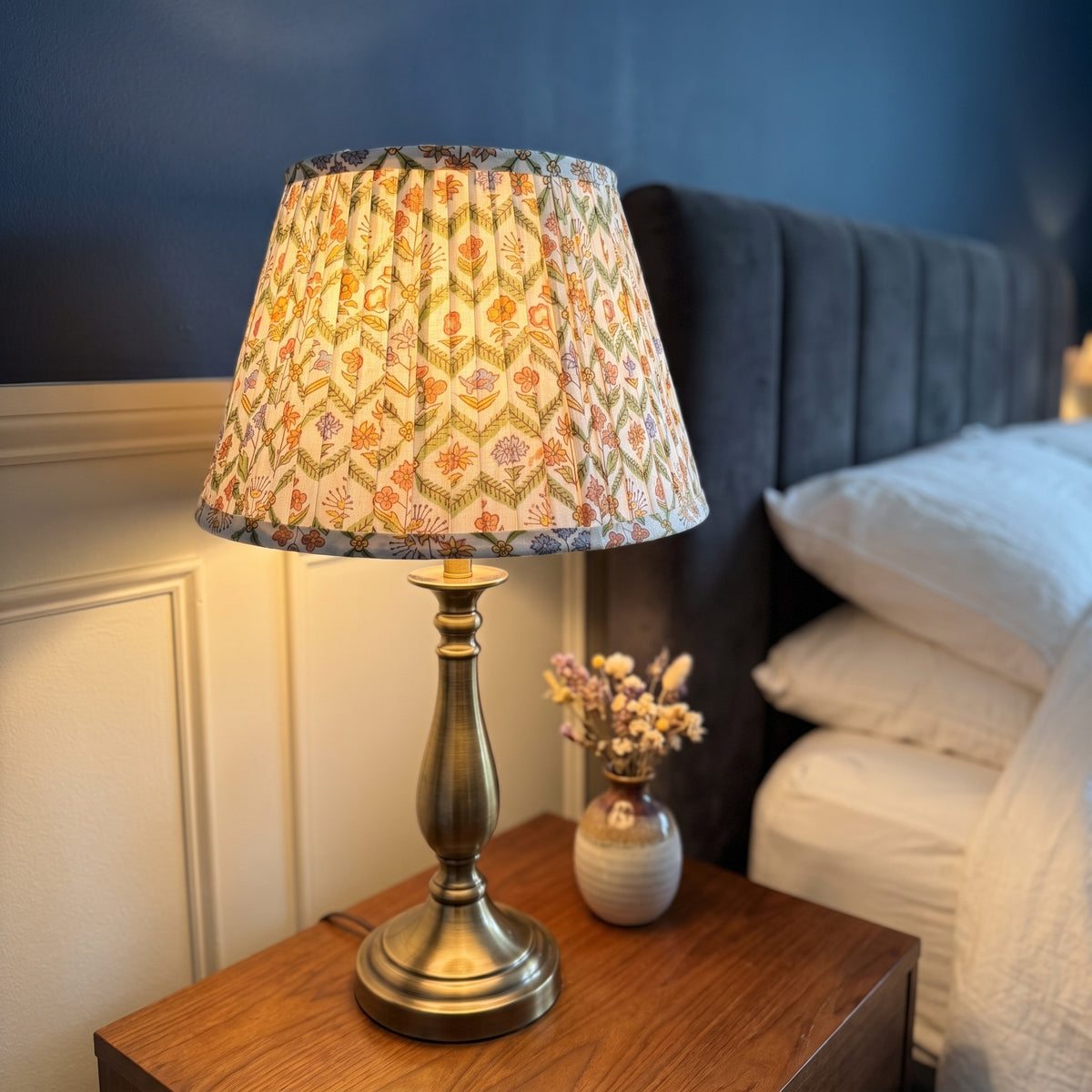 Evening Meadow Luxury Handmade Pleated Cotton UNO Lampshade