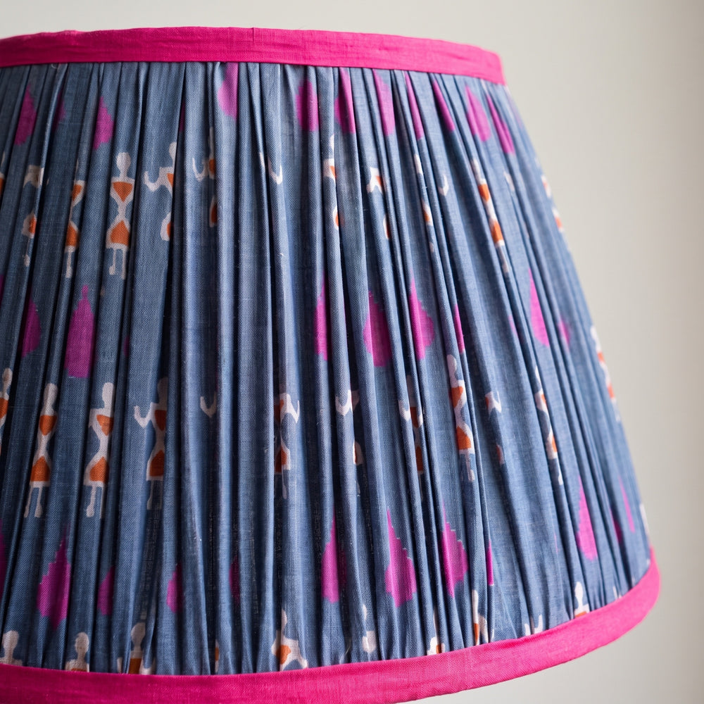 Close detail of pleated cotton lampshade fabric