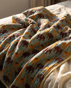Tippy Toes and Trunks - 100% cotton, Reversible Hand Made Artisnal Baby Quilt