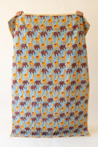 Tippy Toes and Trunks - 100% cotton, Reversible Hand Made Artisnal Baby Quilt