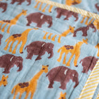 Tippy Toes and Trunks - 100% cotton, Reversible Hand Made Artisnal Baby Quilt