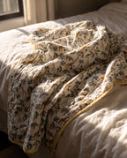 Tippy Toes and Trunks - 100% cotton, Reversible Hand Made Artisnal Baby Quilt