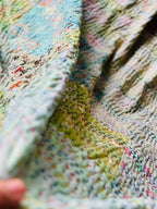 Pistachio patchwork Kantha KING sized Bedspread