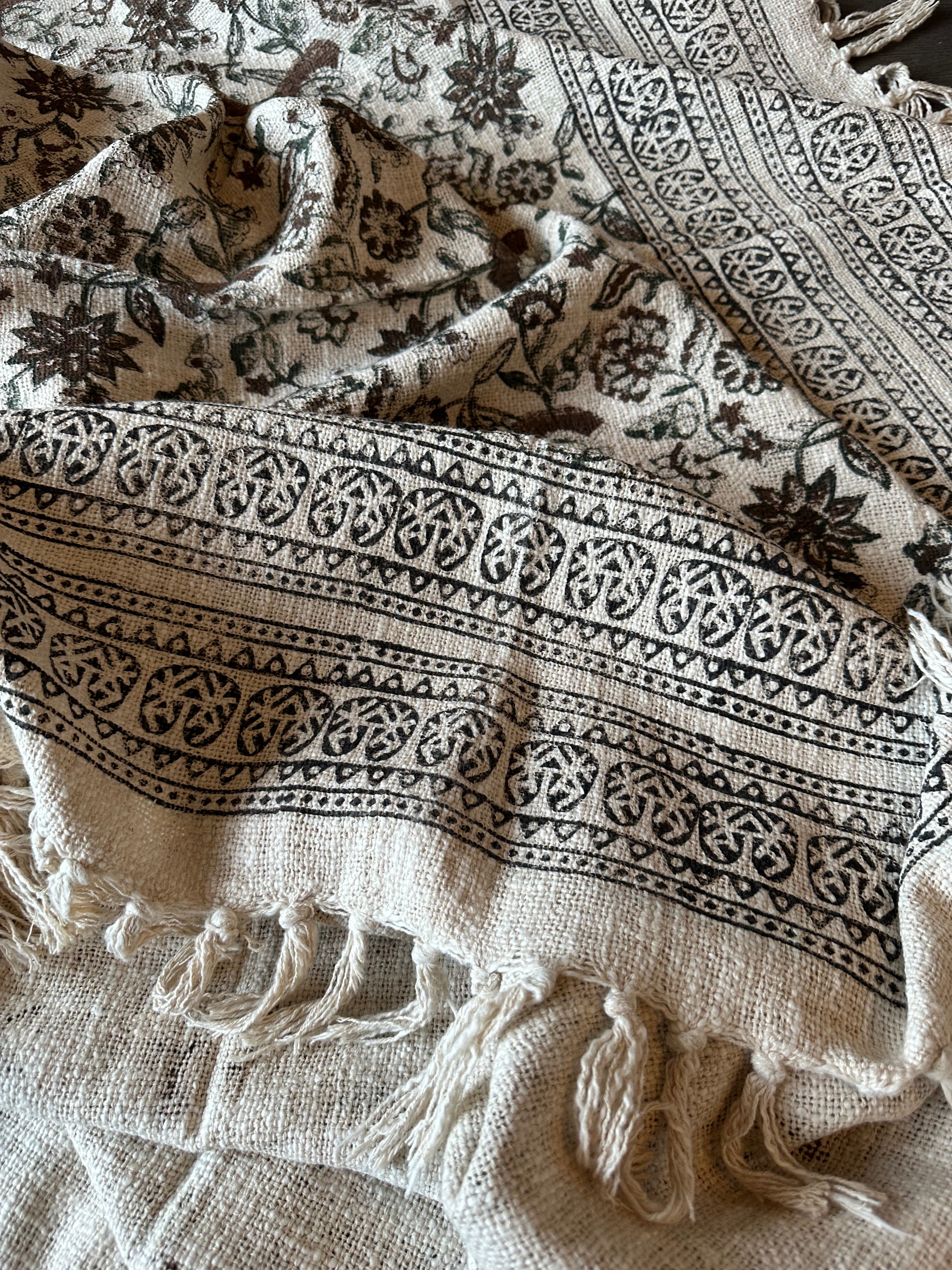 Jangal Hand Block Print cotton Bedspread
