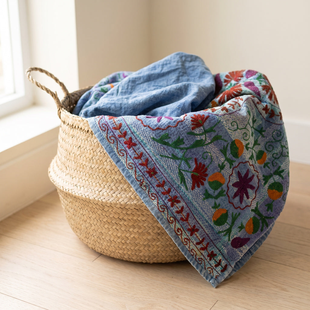 Quiet Passage Luxury Vintage Suzani Kantha Throw