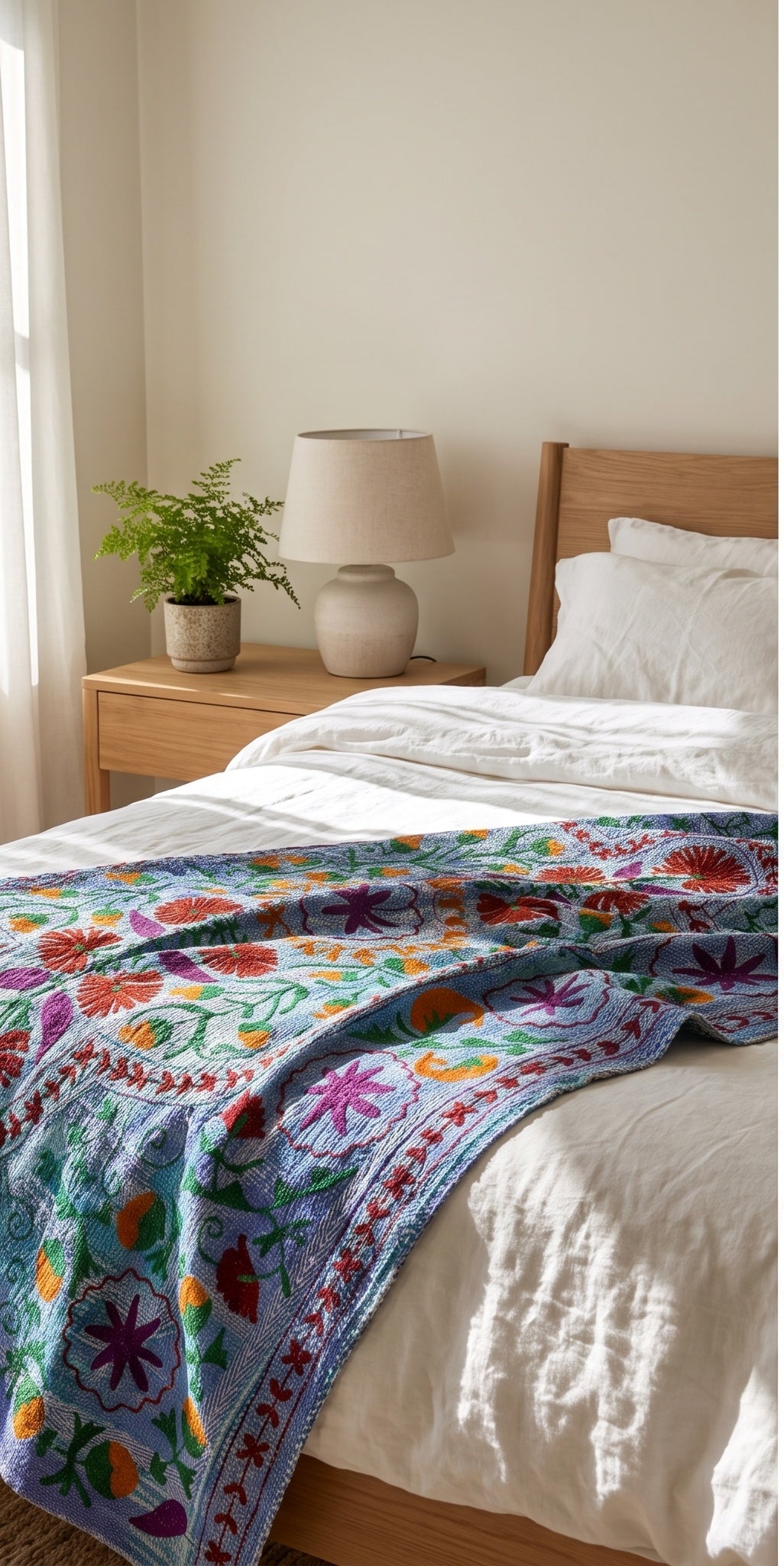 Quiet Passage Luxury Vintage Suzani Kantha Throw