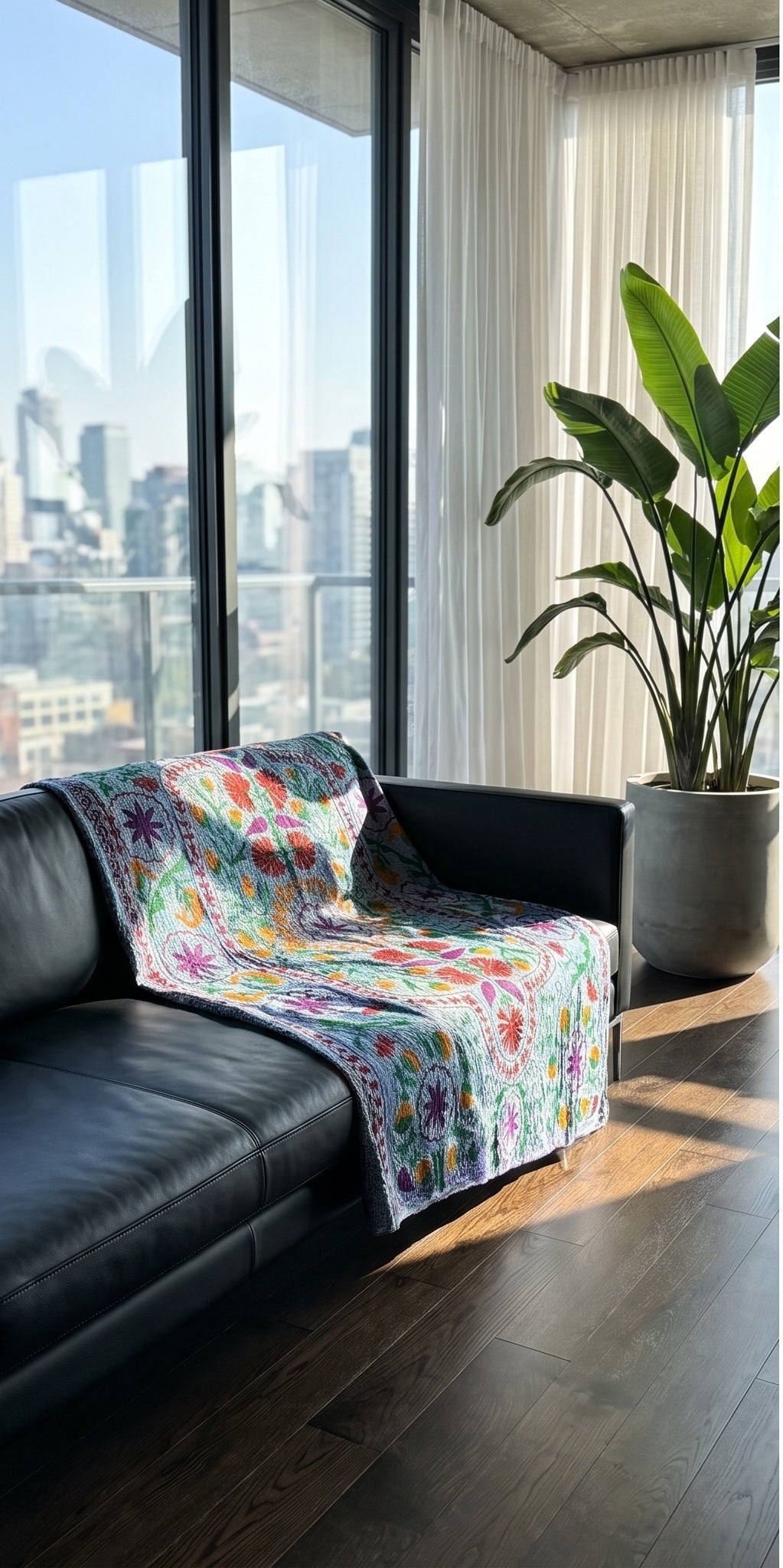 Quiet Passage Luxury Vintage Suzani Kantha Throw