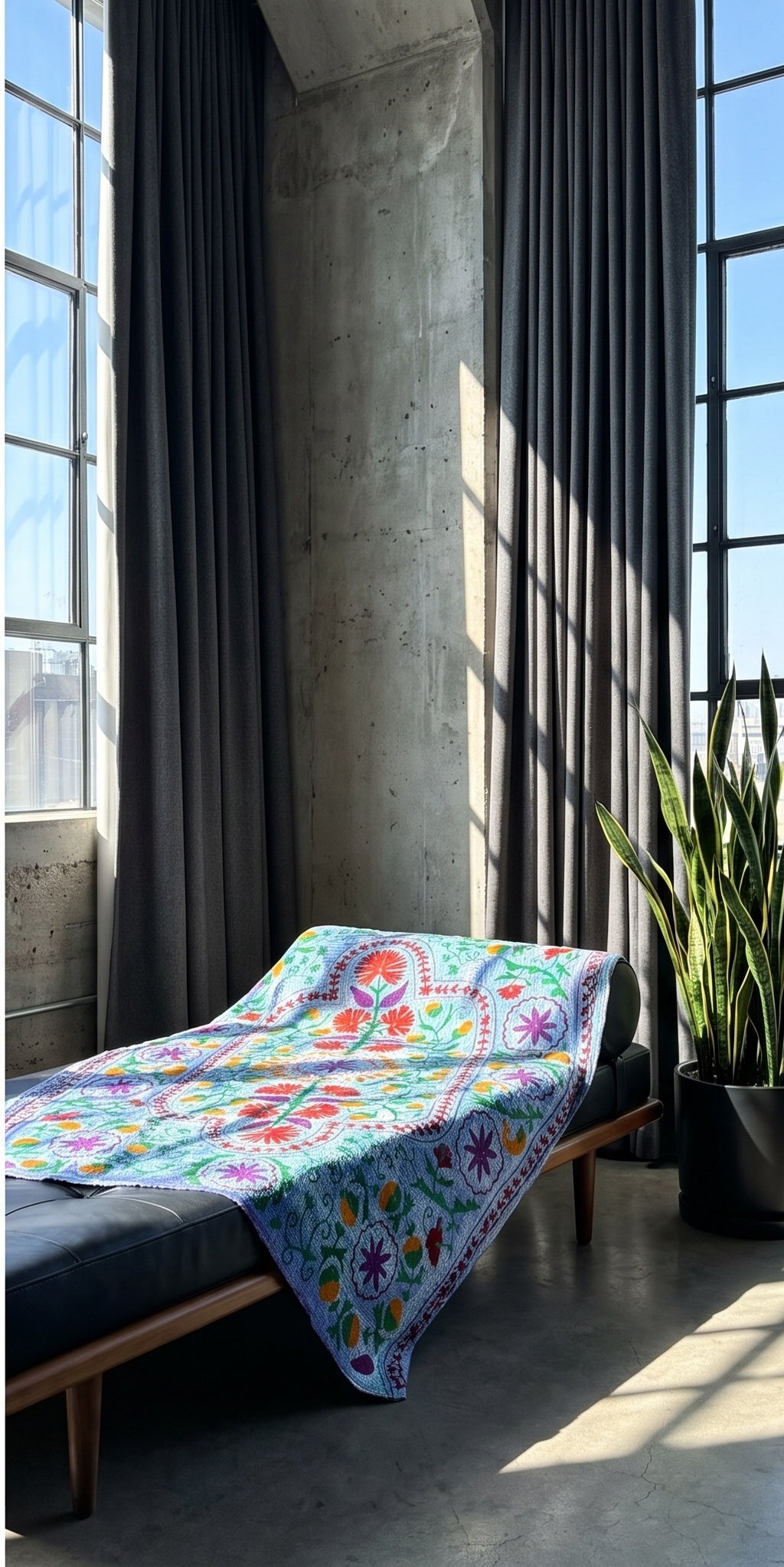 Quiet Passage Luxury Vintage Suzani Kantha Throw