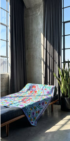 Quiet Passage Luxury Vintage Suzani Kantha Throw