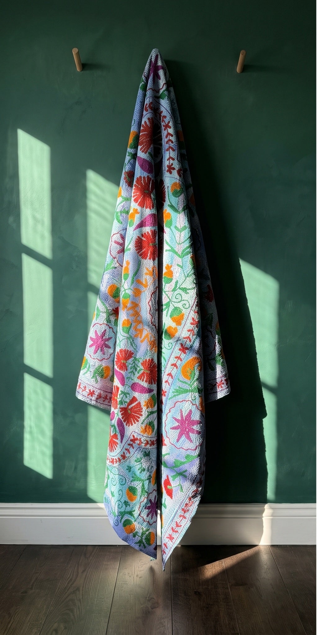 Quiet Passage Luxury Vintage Suzani Kantha Throw