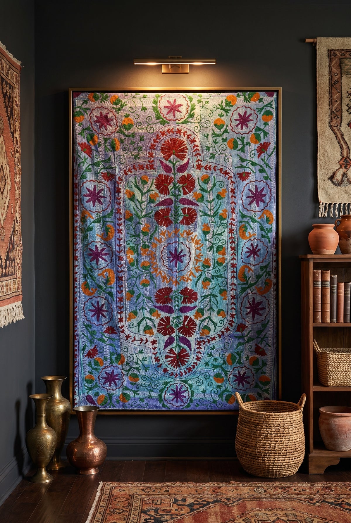 Quiet Passage Luxury Vintage Suzani Kantha Throw