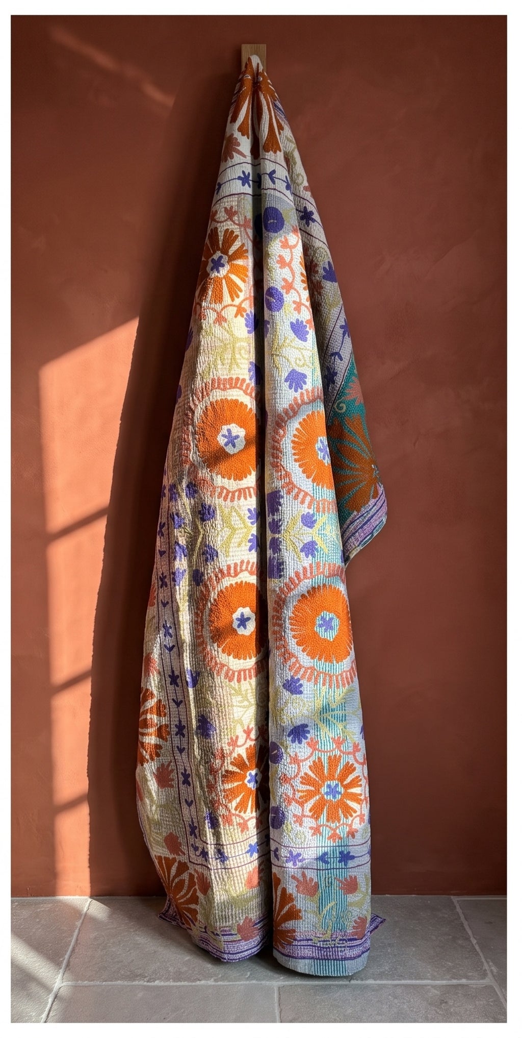 Meadow Tide Luxury Vintage Suzani Kantha Throw
