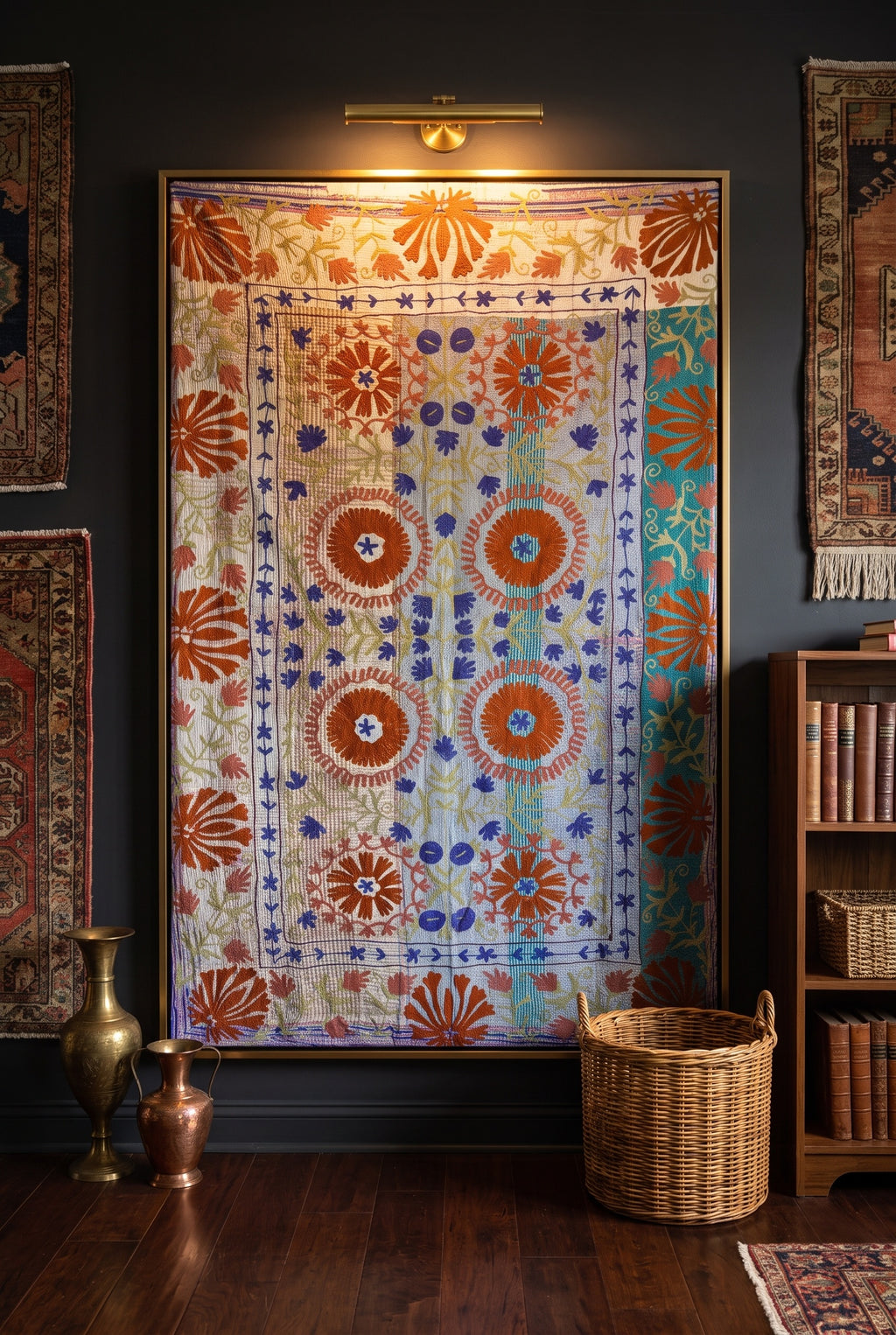Meadow Tide Luxury Vintage Suzani Kantha Throw