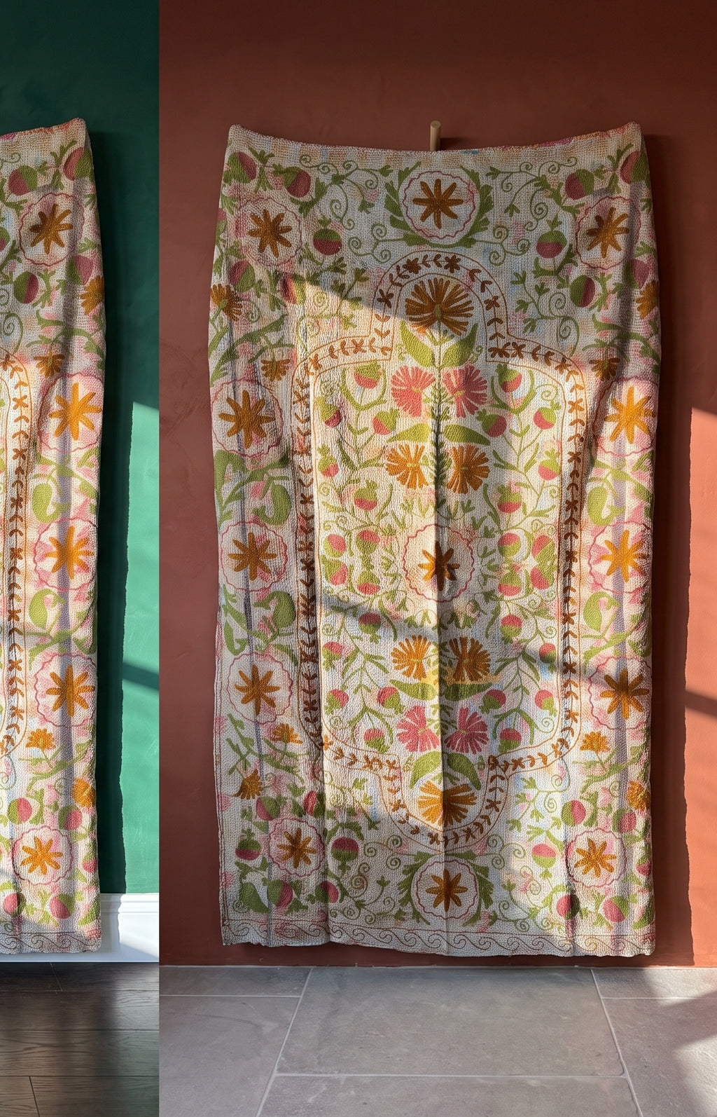 Soft Whisper Luxury Vintage Suzani Kantha Throw