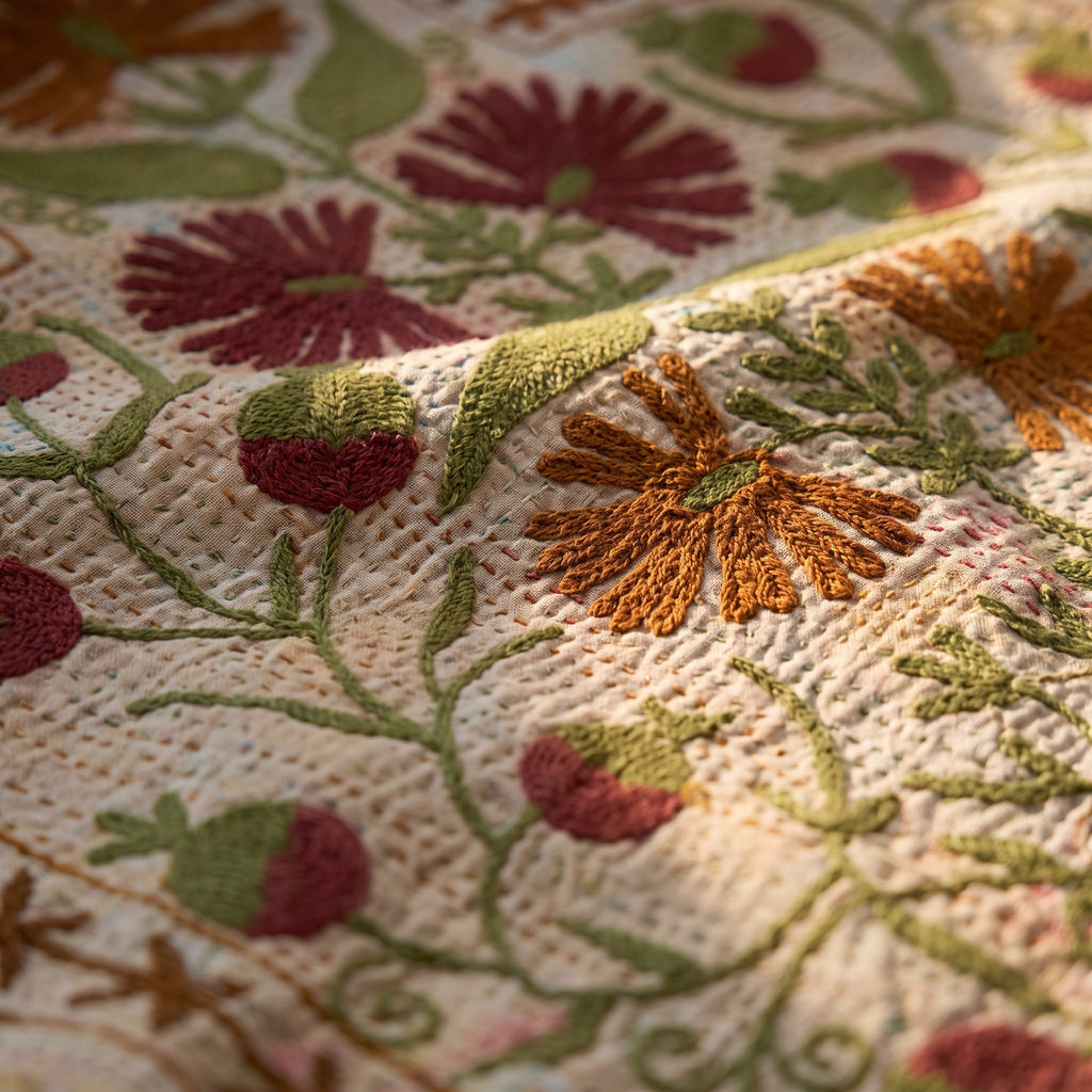 Soft Whisper Luxury Vintage Suzani Kantha Throw
