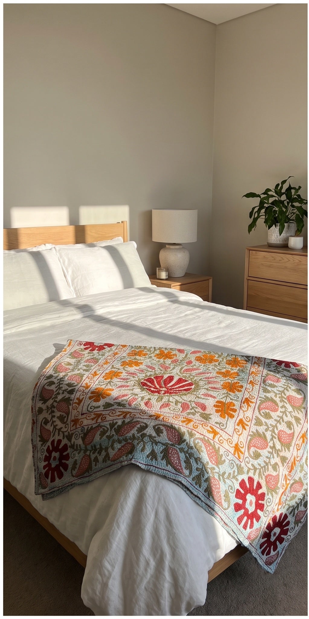 Woven Story Luxury Vintage Suzani Kantha Throw