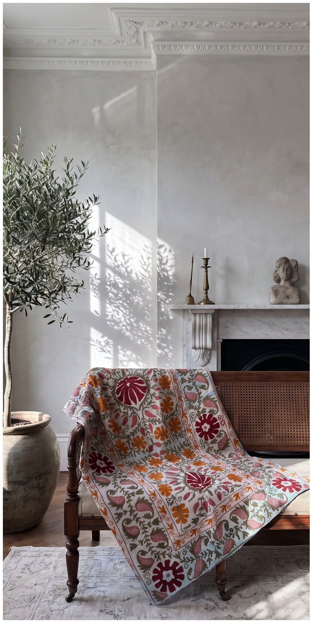 Woven Story Luxury Vintage Suzani Kantha Throw