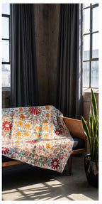 Woven Story Luxury Vintage Suzani Kantha Throw