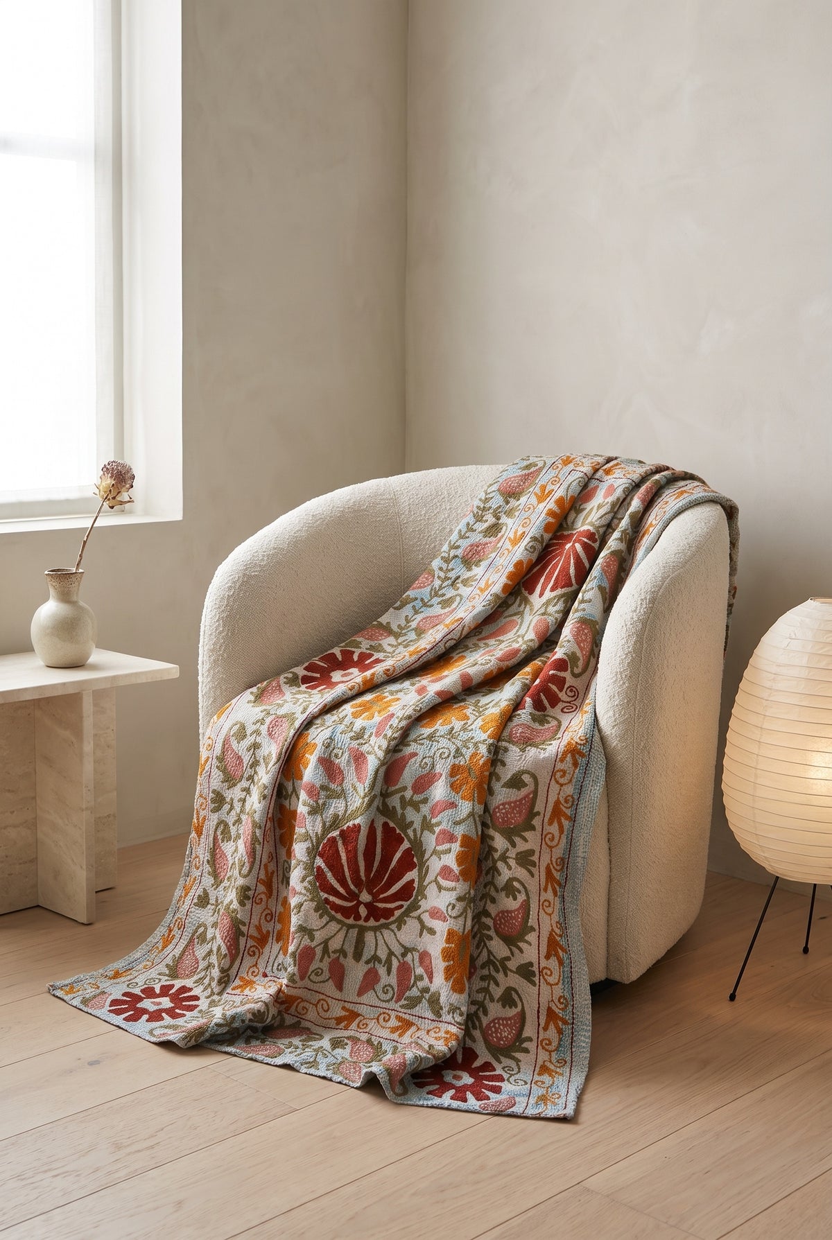 Woven Story Luxury Vintage Suzani Kantha Throw
