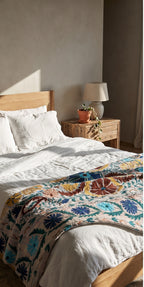 Heirloom Verse Luxury Vintage Suzani Kantha Throw