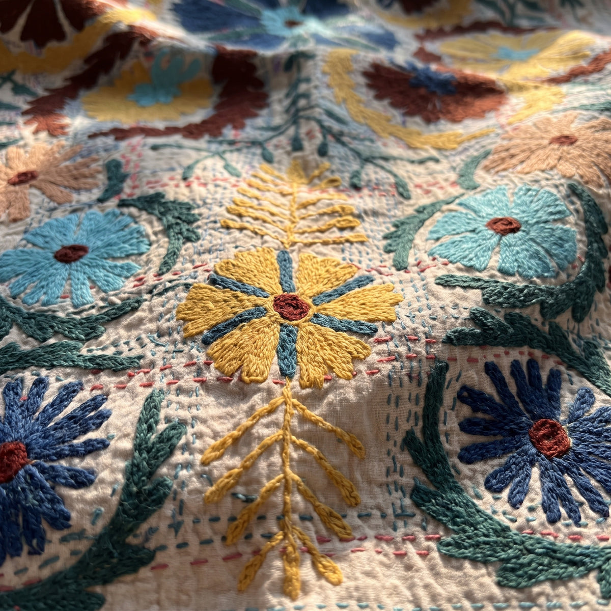 Heirloom Verse Luxury Vintage Suzani Kantha Throw