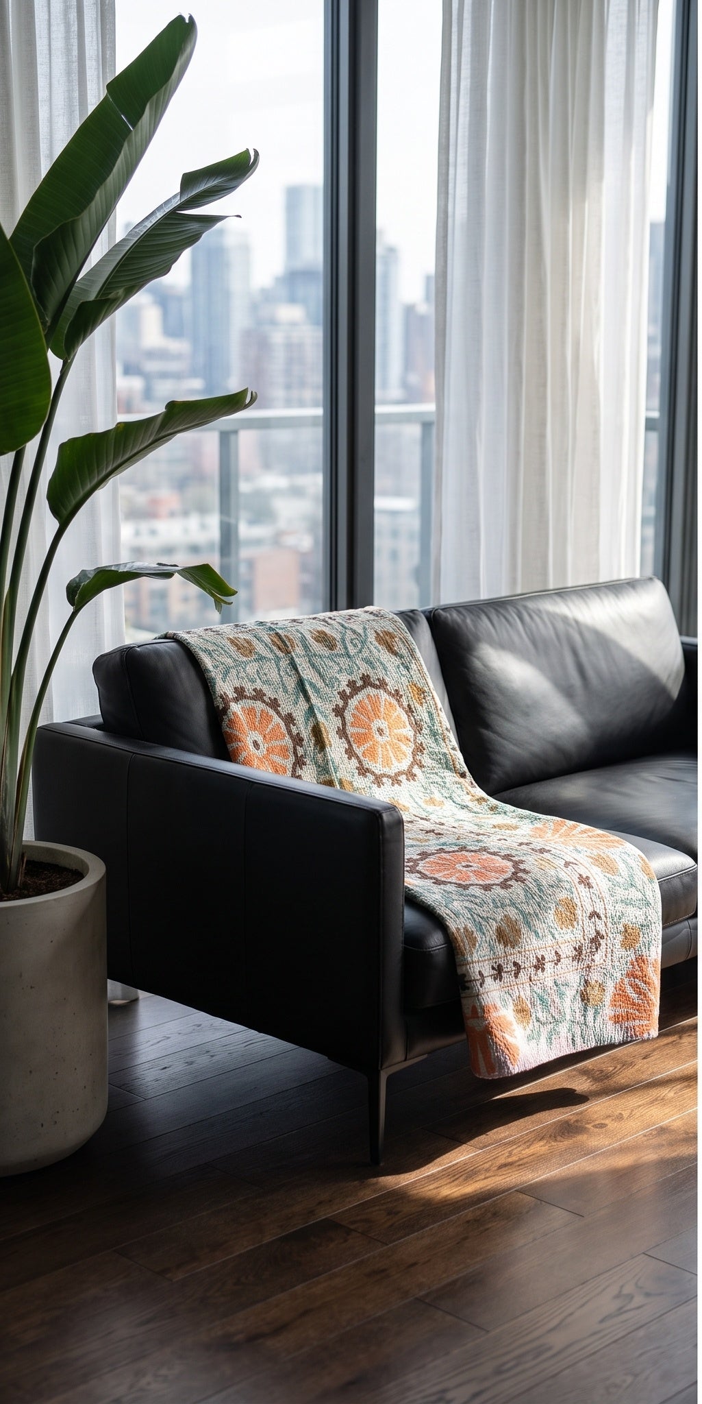 Moonlit Bough Luxury Vintage Suzani Kantha Throw