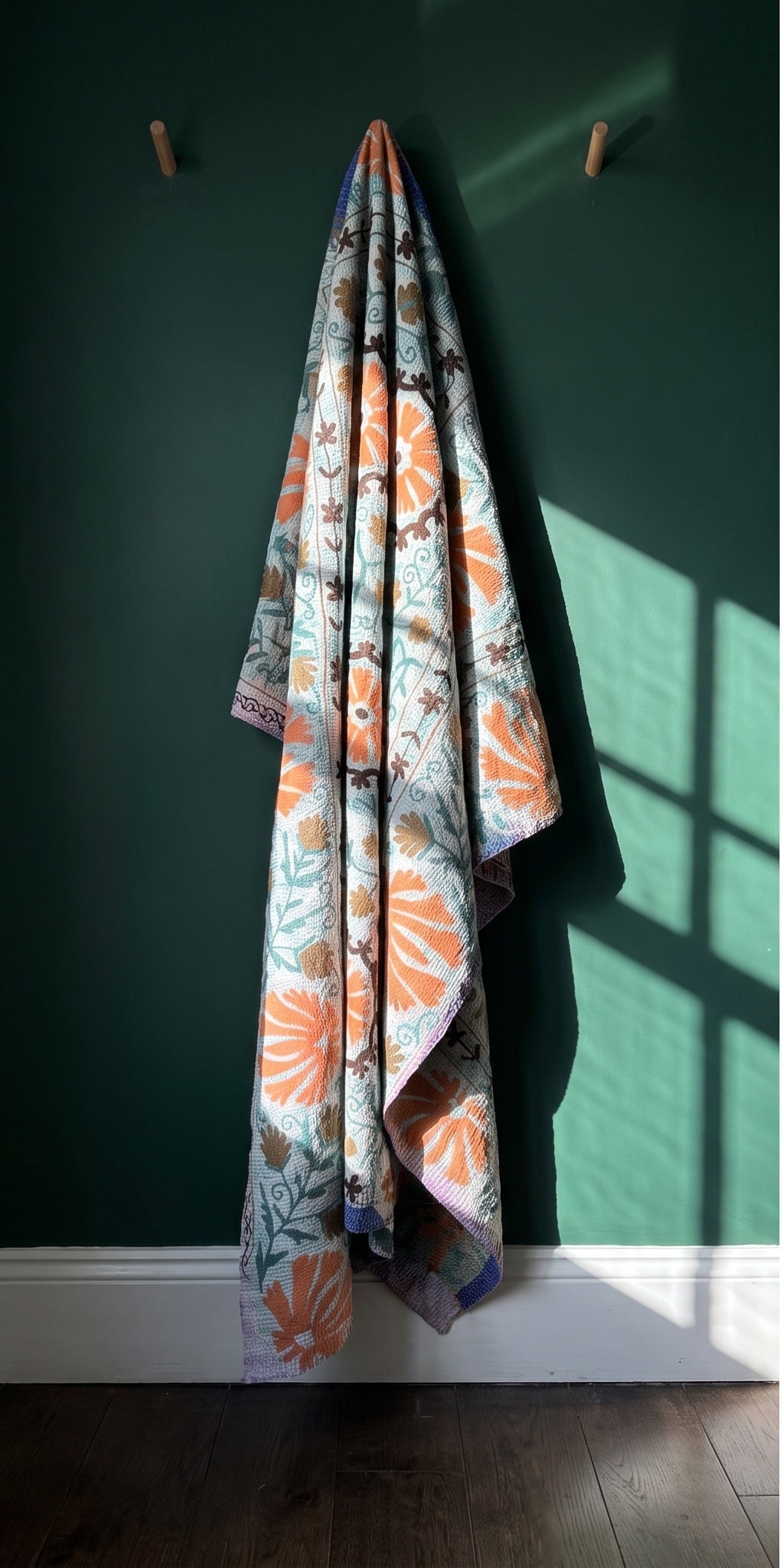 Moonlit Bough Luxury Vintage Suzani Kantha Throw