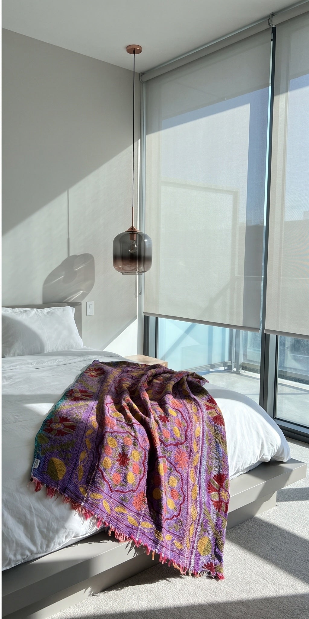 Quiet Stone Luxury Vintage Suzani Kantha Throw