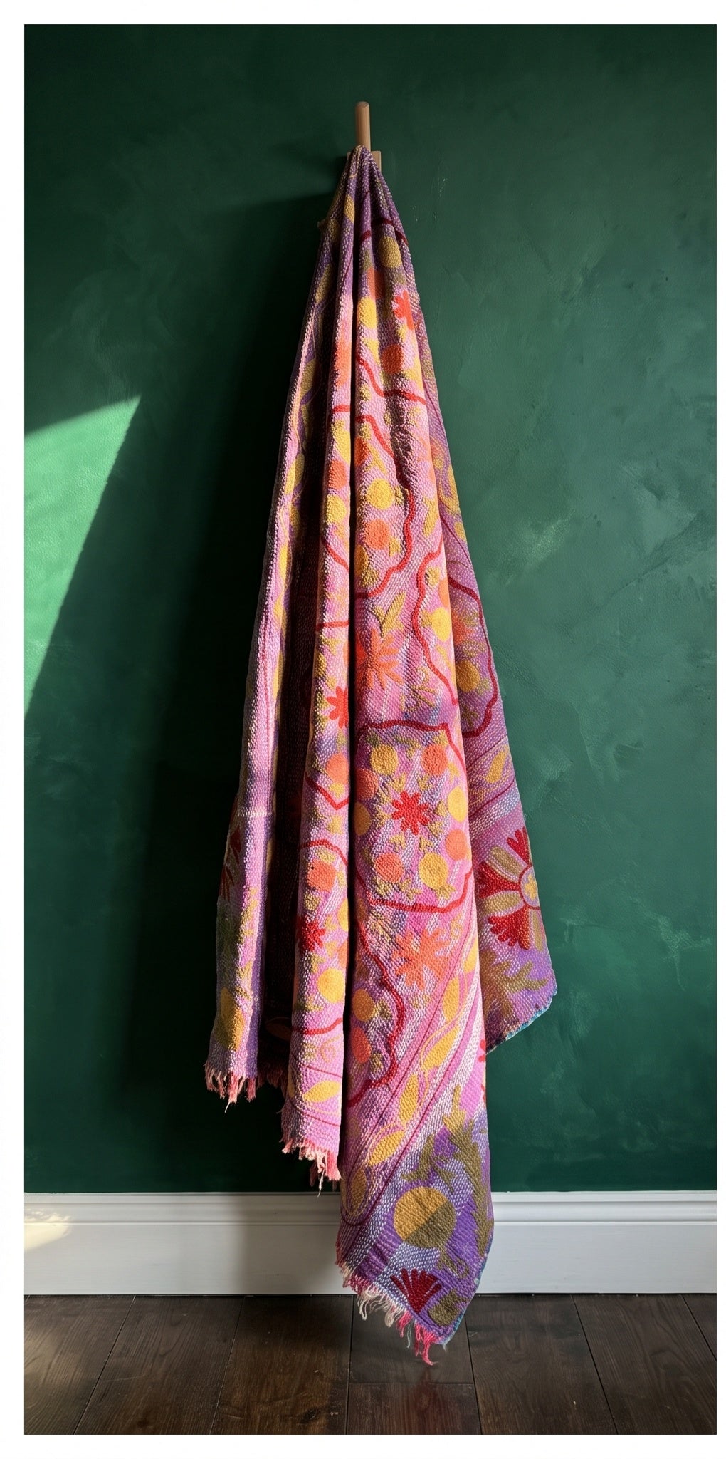 Quiet Stone Luxury Vintage Suzani Kantha Throw