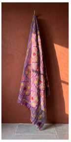 Quiet Stone Luxury Vintage Suzani Kantha Throw
