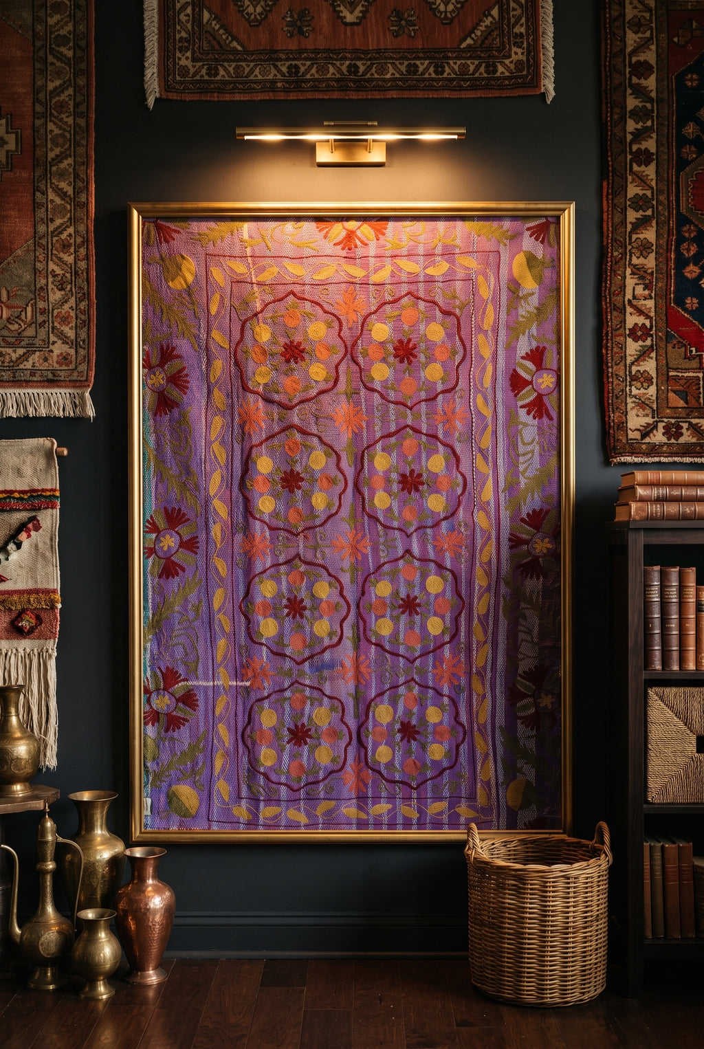 Quiet Stone Luxury Vintage Suzani Kantha Throw