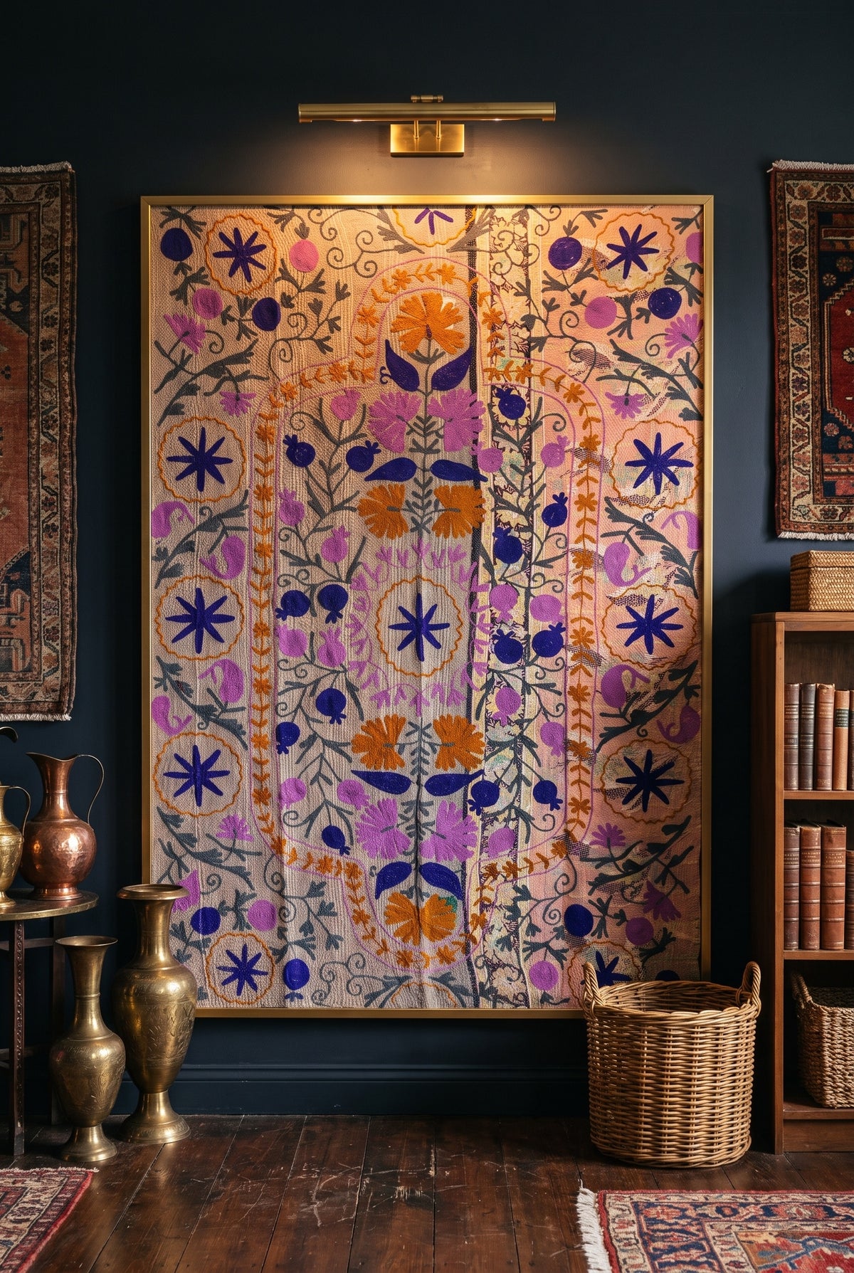 Garden Reverie Luxury Vintage Suzani Kantha Throw
