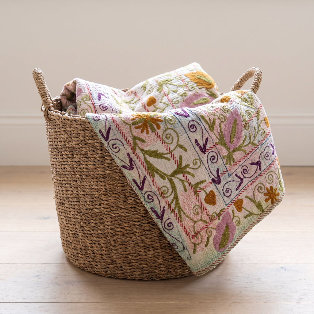 Echo Stone Luxury Vintage Suzani Kantha Throw