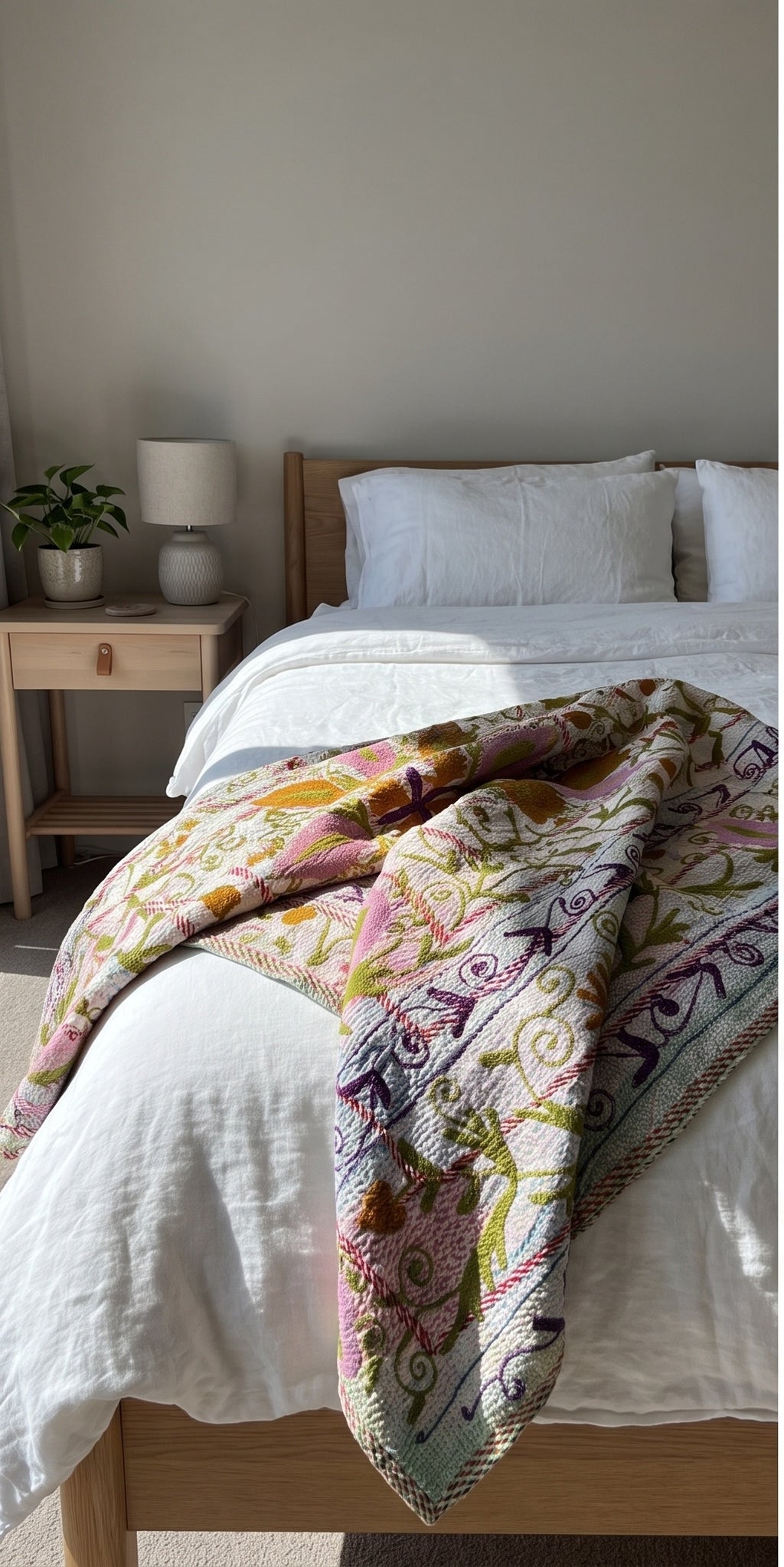 Echo Stone Luxury Vintage Suzani Kantha Throw