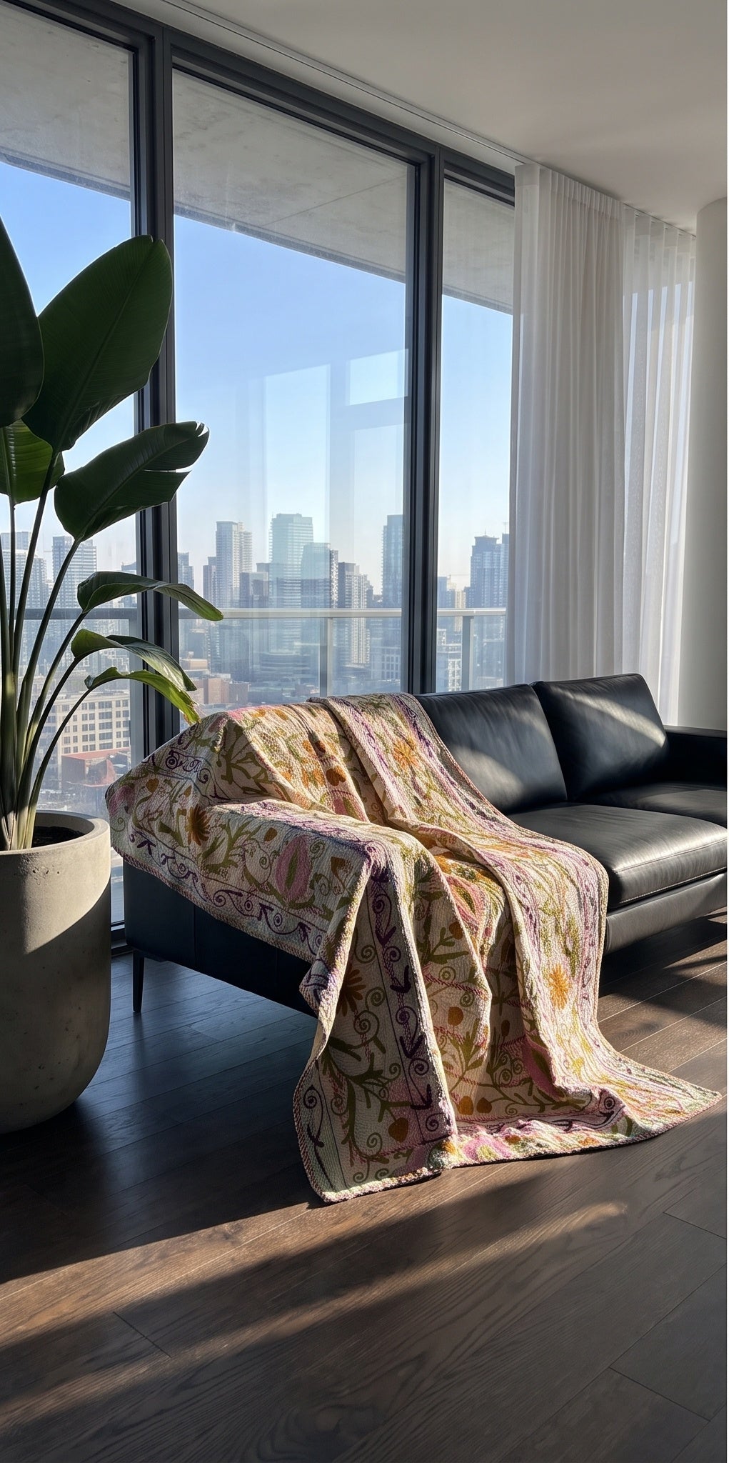 Echo Stone Luxury Vintage Suzani Kantha Throw