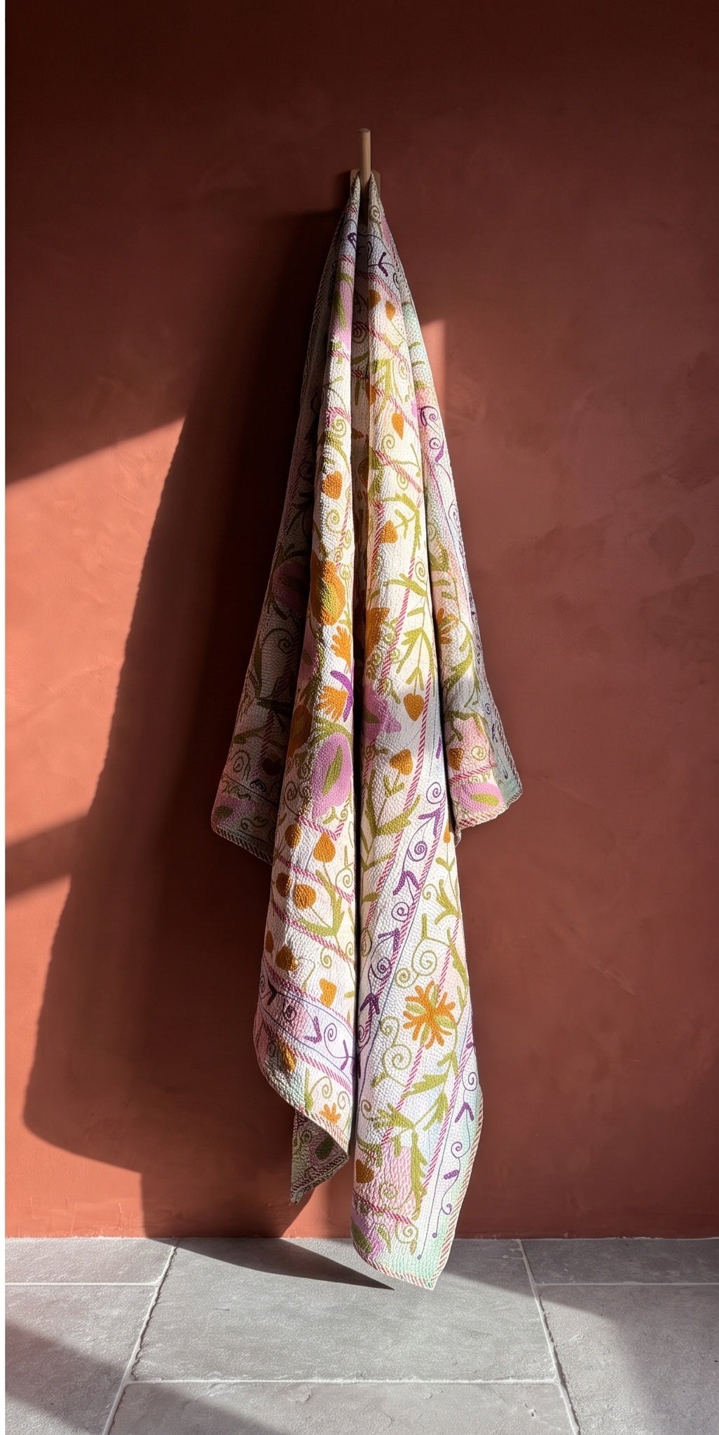 Echo Stone Luxury Vintage Suzani Kantha Throw