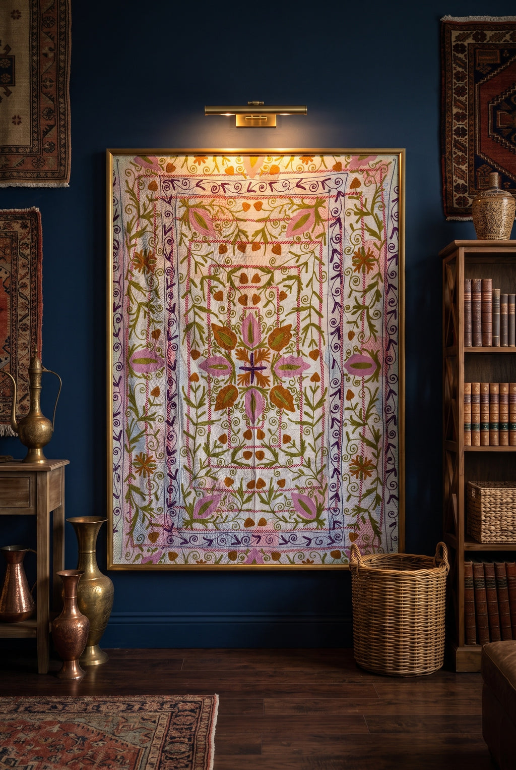 Echo Stone Luxury Vintage Suzani Kantha Throw
