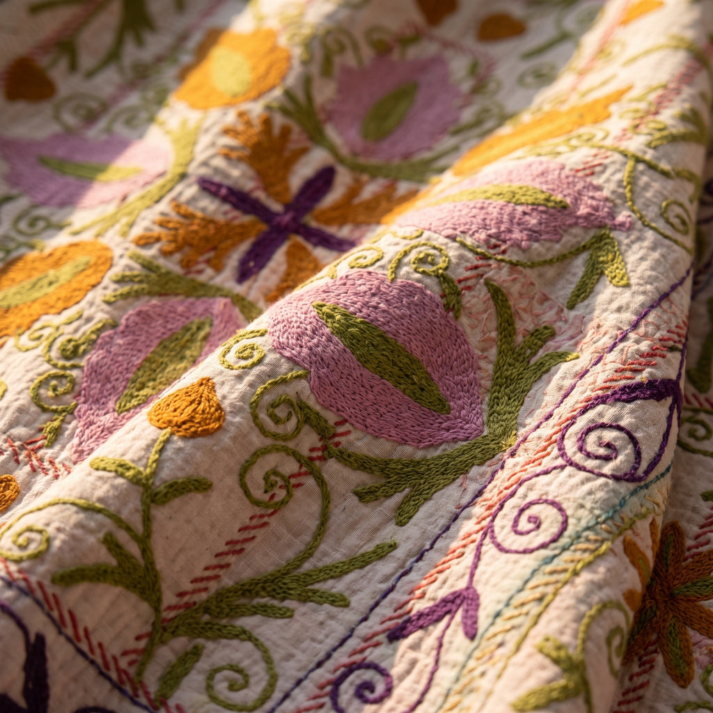 Echo Stone Luxury Vintage Suzani Kantha Throw